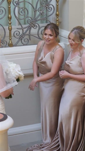 Bride dress reveal to bridesmaids