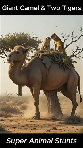 Giant Camel Roars as Two Tigers Sit on Its Back Unbelievable Wildlife Scene