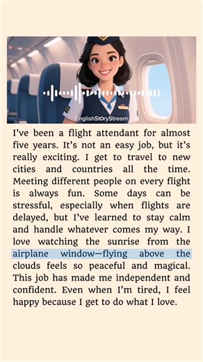 I've been a flight attendant for a while - English Storytelling 📖🗣🌿 #flightattendant #learnenglish #englishlearning #storytelling | English StoryStream