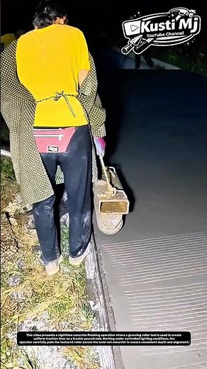 Night Concrete Grooving Technique | Precision Road Surface Finishing Process.