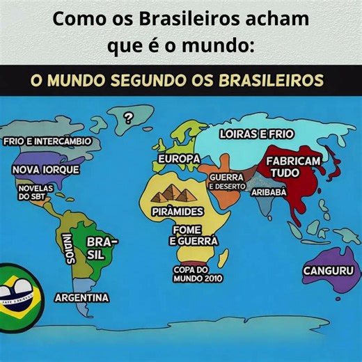 Visão dos Brasileiros sobre o mundo. (É meme pessoal). #desenvolvimentopessoal #curiosidades