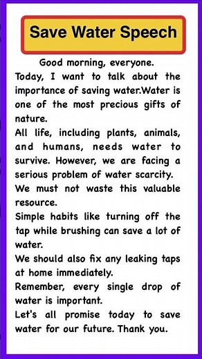 Save Water Speech |Speech on Save Water
