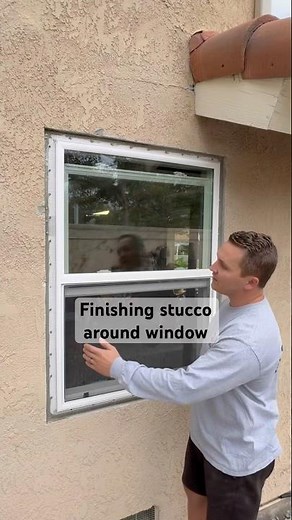 Patching stucco around window. I flashed and caulked before installing the window #diy #home
