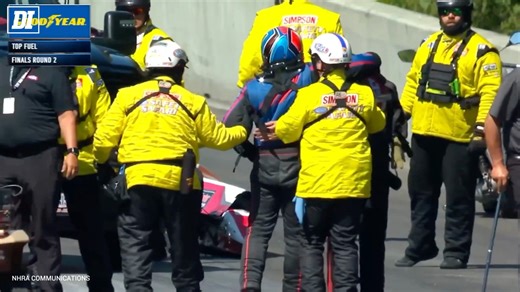 Scary moment in Top Fuel at Maple Grove: Doug Kalitta and Tony Stewart made contact past the finish line in Round 2 eliminations. Both drivers walked away and were checked and released by medical staff. | Drag Illustrated