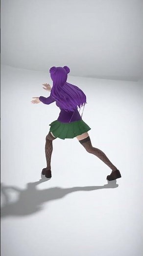 Schoolgirl with Purple Hair and Green Skirt - AI Rigged 3D Character