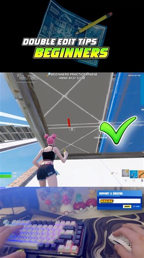 DOUBLE EDIT TIPS FOR BEGINNERS✅ EDIT COURSE MAP🚸 #fortnitepractice #fortnitemap #fortnitebeginner