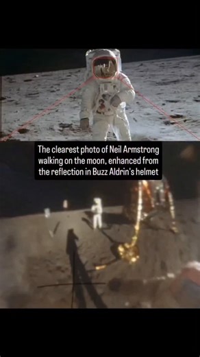Astronomy | Space | Universe | The clearest photo of Neil Armstrong walking on the moon.enhanced from the reflection in buzz aldrin's helmet.😳 Neil Armstrong, as... | Instagram