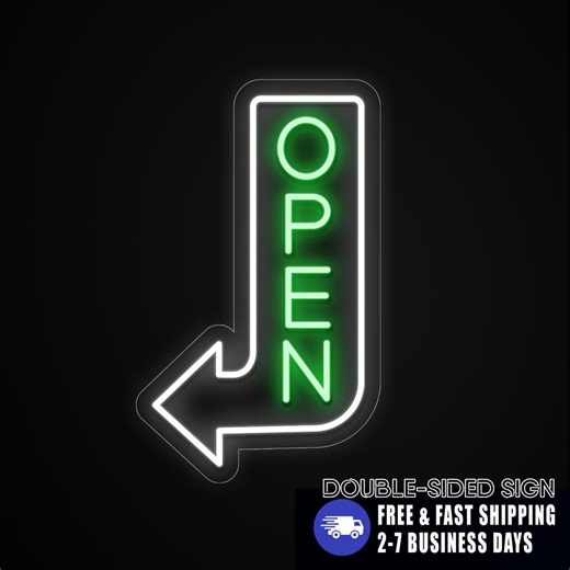 Waterproof Open Neon Sign With Arrow, Outdoor Vertical Custom Shop Neon Sign, Advertising LED Open Sign Directional Neon Art - Etsy