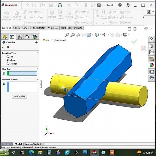 ✅Solidworks Tips | How to Use Combine Subtract Feature?