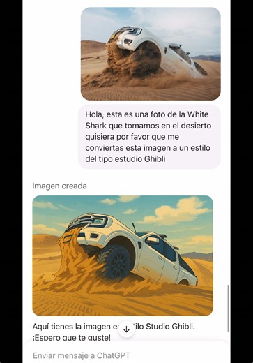 🚙💨 ¡Explorando las dunas con la #WhiteShark! 🏜️🔥 La combinación perfecta entre aventura, potencia y tecnología. ¿Te imaginas esta escena en un mundo animado? 🖌️✨ Gracias a la IA, logramos transformar nuestra travesía en un estilo único. ¿Cuál te gusta más? 🎨👀 📌 Sigue para más contenido de overlanding, IA y fotografía 🚀 #OffRoad #4x4Life #AIArt #StudioGhibli #SimpsonsStyle #Dunas #IA #ArtificialIntelligence #Overlanding #Exploración #Camionetas #Ford #Ranger #EdiciónConIA #Adventure #Tun