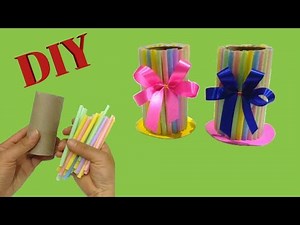 DIY กล่องใส่ดินสอ จากแกนกระดาษทิชชู่ และหลอดดูด #Recycle |DIY my Crafts.