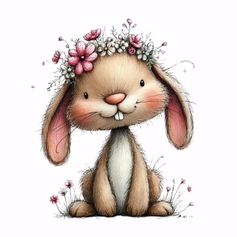 Cute Bunny Flowers Clipart: Rabbit Graphics (digital Download - 20 Pngs) - Etsy