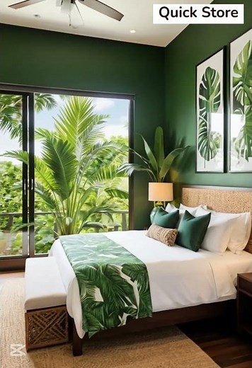 "Tropical Jungle Bedroom Makeover 🌿 | Nature-Inspired Decor #shorts"