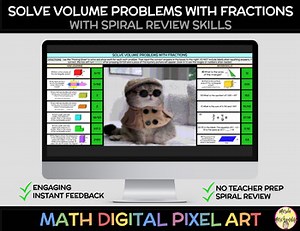 Solve Volume Problems with Fractions Pixel Art (aligns with I-Ready)