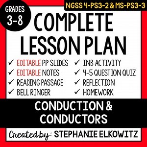4-PS3-2 & MS-PS3-3 Conduction & Conductors Lesson | Printable & Digital