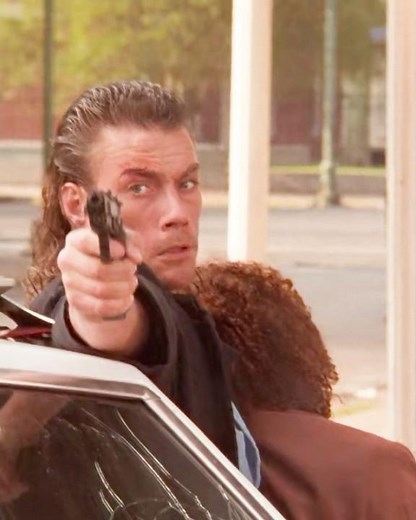 Hard Target (1993) - Intense Street Shootout: Female Officer Injured & Motorcycle Wrecked 💥🔫