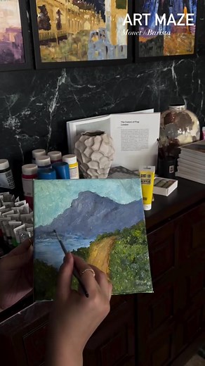 Monet Art workshop Barista (coffee art) By Art Maze The Ned #آرت_ميز #activitesqatar #the_ned #barista #glowup #mentalhealth #therapy #art_maze #thenedqatar