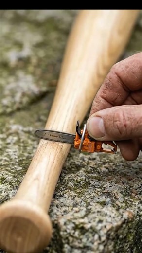 A Tiny Chainsaw cutting Baseball Bat 😱🪚