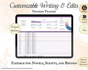 Customizable Writing Progress Tracker: Novel, Script, and More (digital Download) - Etsy