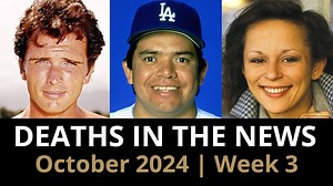 93K views · 1K reactions | In this episode, we take a brief look at the most recent headline obituaries and touching condolences, including Baywatch lifeguard Michael Newman, “Emmanuelle” actress Christine Boisson, “Tarzan” star Ron Ely, iconic Los Angeles Dodgers pitcher Fernando Valenzuela, NASCAR on FOX driver Bobby Gill, and Iron Maiden singer Paul Di’Anno. | Legacy.com | Facebook