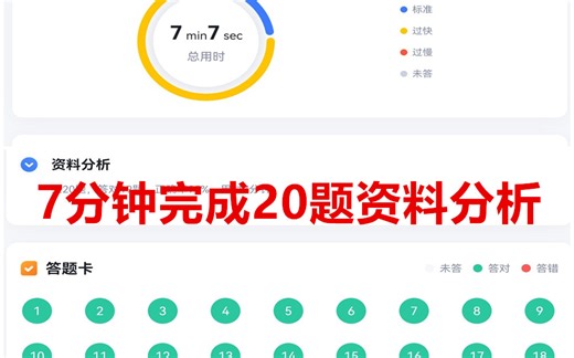 7分钟完成20题资料分析！重谈重分析能力！