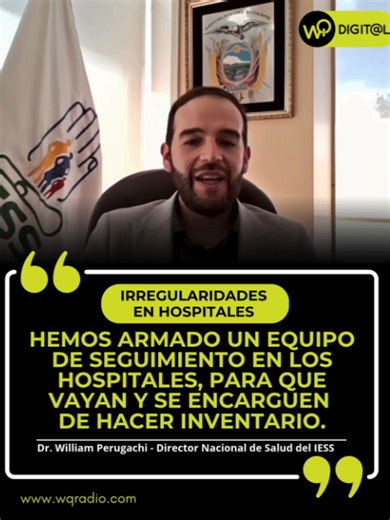 🩺 En WQ Noticias nos acompañó el Dr. William Perugachi, Director Nacional de Salud del IESS, para dialogar sobre las irregularidades en hospitales. @williampc_ec @IESSec 📊 Su declaración fue precisa: “Hemos armado un equipo de seguimiento en los hospitales, para que vayan y se encarguen de hacer inventario.” #WilliamPerugachi #DirectorNacionalDeSalud #IESS #Irregularidades #Hospitales #Inventario #Salud #Jubilados #Ecuador @luisadelgadillo