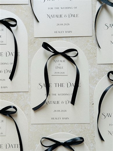 Arched Save the Date Cards | Modern Minimalist Wedding Stationery (wax Seal or Ribbon) - Etsy
