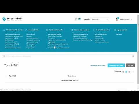 Directadmin: panel de control, una visión general de todas las opciones.