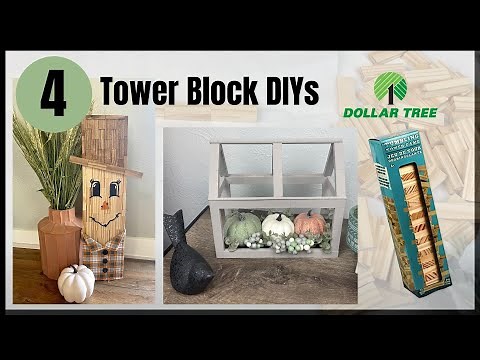 MUST SEE Dollar Tree Tower Block DIY | Fall DIY Decor | Jenga Block Crafts