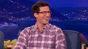 Adam Sandler showed up to Andy Samberg's wedding fully in character. #CONAN | Team Coco