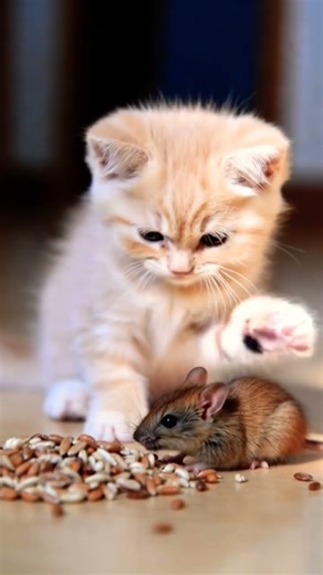 "Kitten vs Mouse 😳🐭 The Most Unexpected Moment Ever! 😱🔥"#cat #funnypets