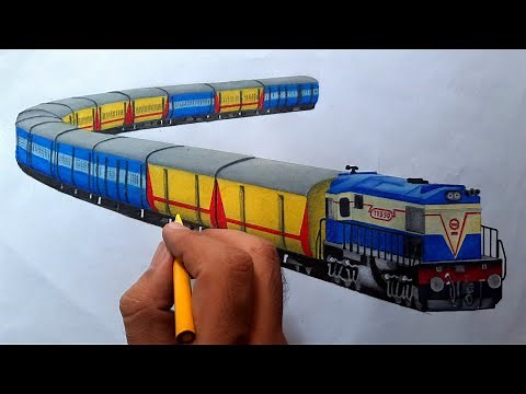 Drawing a train || WDM-3D locomotive with ICF passenger train negotiating curve || Indian Railways