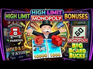 HIGH LIMIT GO & FREE PARKING HUGE BONUS WINS on Monopoly in Las Vegas! 🎰💰Boardwalk Monopoly w HOTEL?