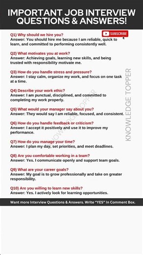 10 Most Common Interview Questions and Answers