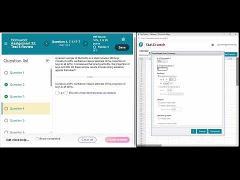 Statcrunch confidence interval about a population proportion