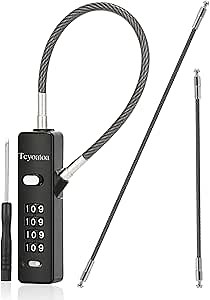 Combination Cable Lock, with 3 Replacement Flexible Steel Locking Cables (9", 23.6", 47.2") - Zinc Alloy Security Rope Lock for Bikes, Gates, Lockers, Fence, Cabinets