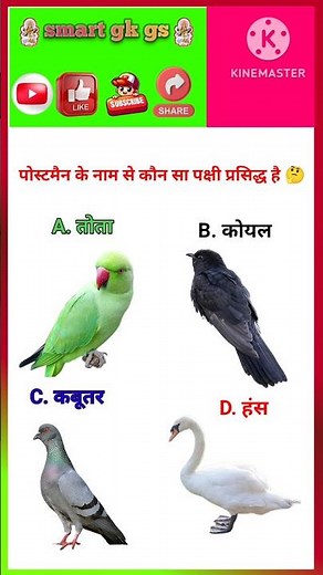 पोस्टमैन का काम कौन पक्षी करता था 🤔#post #gk #gkquiz #trending #shortvideo