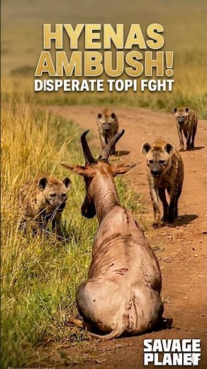 Hyenas Ambush Topi! Desperate Fight #hyenas #topic #survival #nature #wildlife #animals