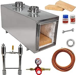 SIMOND STORE Gas Forge for Blacksmithing, Double Burner 2600F Rated, Propane Forge for Blacksmithing Knife Making Farrier Forging Tools Equipment Bladesmithing - Stainless Steel Rectangle Shape Forge