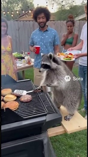Raccoon cooking really good burgers #ai