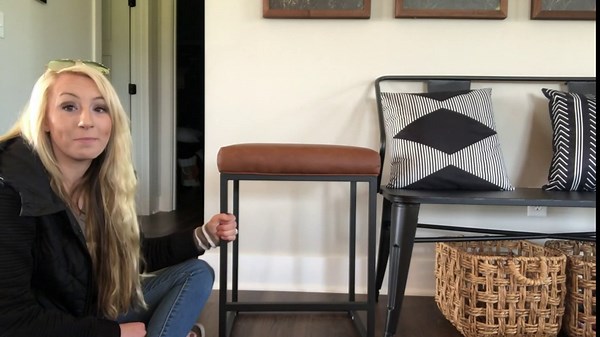 MAISON ARTS Counter Height Bar Stools Set of 3 for Kitchen Counter 24 Inch Backless Modern Barstools Industrial Upholstered Faux Leather Stools Farmhouse Island Chairs, Brown