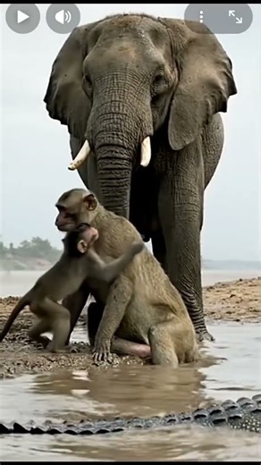 Elephant Saves Monkey Family from Crocodile Attack | Emotional Animal Rescue
