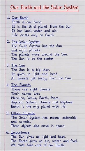 Our Earth and the Solar System | Science Homework Help