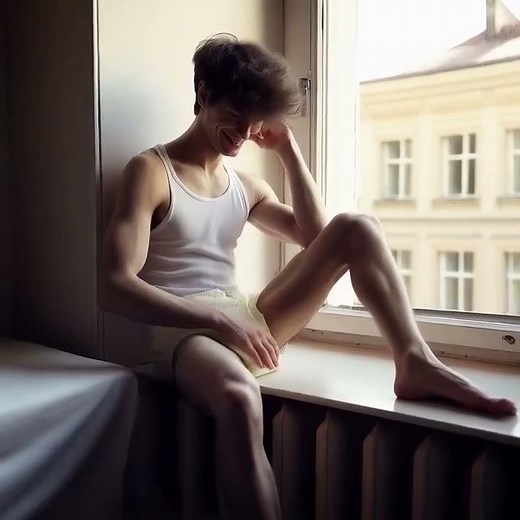 Bedwetter has fun in wet diaper in the morning