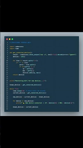 Python Script That Alerts When Someone Connects to Your WiFi 😱 | Educational