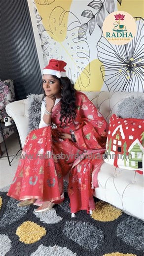 Radha By RapidRashmi on Instagram: "✨ Christmas Special Saree Drop! 🎄💫 Bring home the festive magic with our RED & WHITE Linen Cotton Christmas Saree — comfy, cute, and full of holiday cheer! ❤️🤍 From snowflakes ❄️ to reindeers 🦌, gingerbread men 🍪, wreaths 🌿, and Christmas trees 🎄 — this saree is all things merry & magical! 🎅✨ Lightweight, breathable, and perfect for Christmas parties, winter outings & gifting 🎁💖 📌 Product Code: LN-02 👇 Comment “Christmas’’ to get details! 🎄💬 #Rad