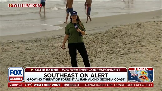 12K views · 98 reactions | GA PREPARES: FOX Weather Correspondent Katie Byrne reports from Tybee Island, Georgia, where residents are on alert for Tropical Storm Imelda. First responders say they are preparing for coastal flooding and heavy rain. | FOX Weather | Facebook