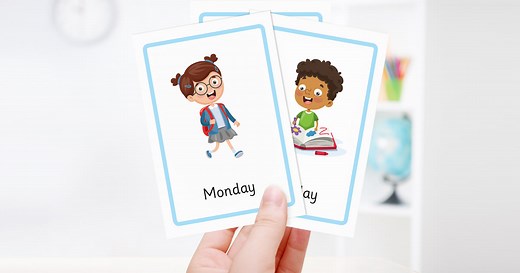 Free days of the week flashcards from Totcards
