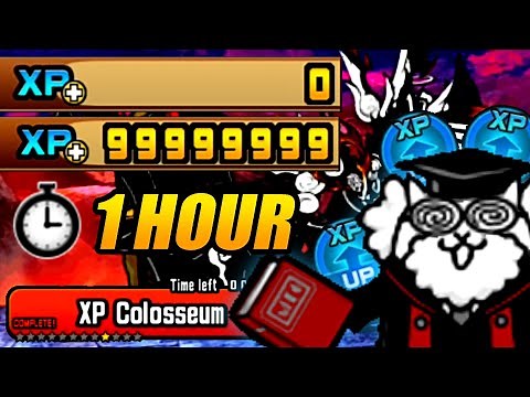 The Battle Cats - How to get 99 Millions XP within an Hour?!! (XP Colosseum farming)