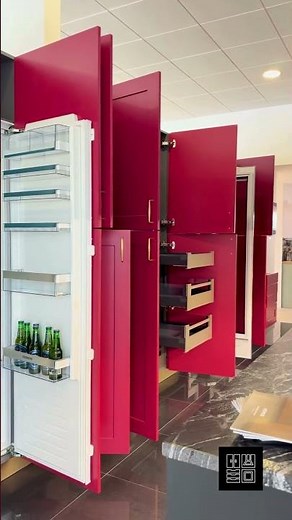 Ex Display Kesseler Red Shaker Pocket Door Utility, Larder & Coffee Station